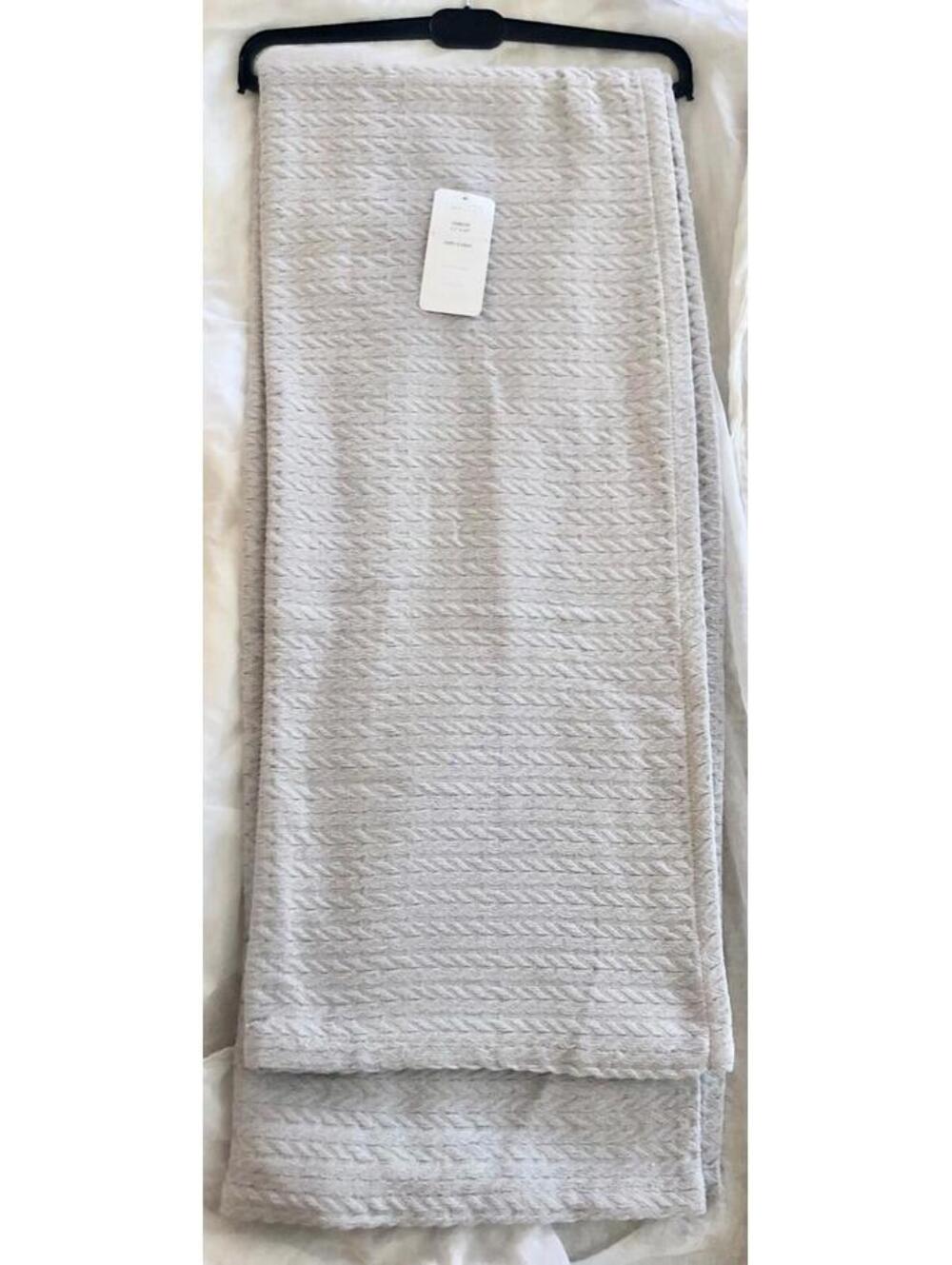 NWT INUP Home Light Gray Woven Throw Blanket 100% Cotton Portugal 51" x 69"